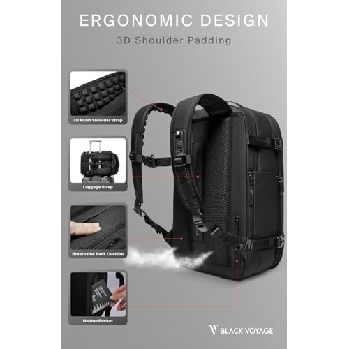 Vortex Vacuum Seal Travel Backpack 60L Expandable Air Compression System Water Resistant TSA Lock Carry-On Suitcase Luggage Black AERO - Vacuum Pump Included