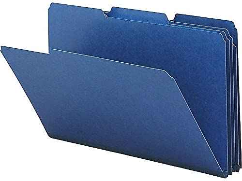 Smead Pressboard File Folder, 1/3-Cut Tab, 1" Expansion, Legal Size, Dark Blue, 25 per Box (22541)