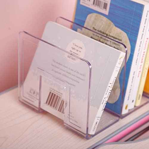 YAGELI Clear Acrylic Desk File Sorter Purse/Handbag Organizer Clutch Divider Mesh Folder Office Supplies Stand Bookshelf (3 Sections) (2Pack-4Sections)