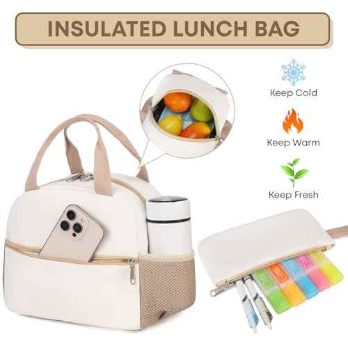 3PCS School Backpack For Student Women College Middle High Teen Girls Bookbag Waterproof Laptop Bag Beige Khaki