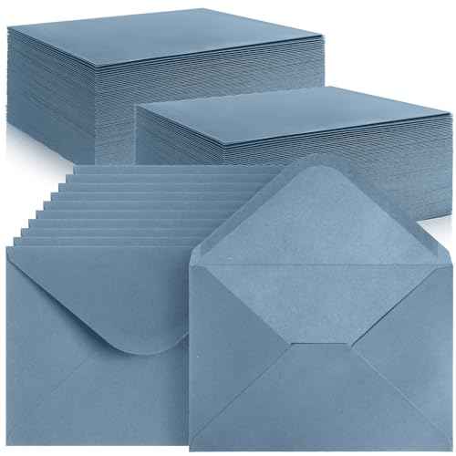 Jutom 250 Pcs A7 Wedding Gift Cards 5x7 Envelopes V Flap Invitation Envelopes for 5x7 Cards Printable Self Adhesive Envelope for Office Baby Shower Graduation Birthday Supplies (Dusty Blue)
