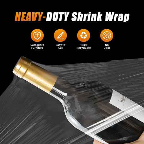 BETU Plastic Wrap Stretch Film for Moving Supplies 15inch X 1000ft, Shrink Wrap Stretch Roll Industrial for Furniture Wrapping Shipping Pallet Moving Boxes Storage with Handles, 2 Pack, Clear