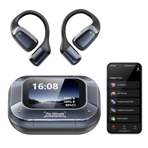 Rulbovs NE25 AI Translation Earbuds Black with Touch Screen & 165 Languages