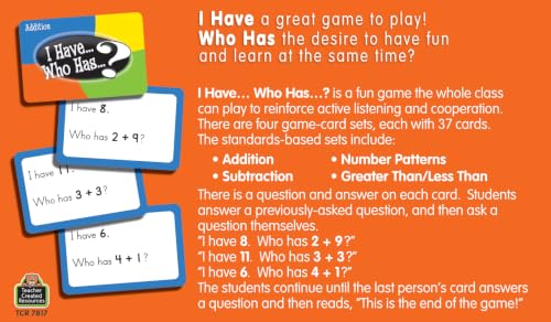 Teacher Created Resources Math Game Cards Grade 1-2 - Addition, Subtraction, Number Patterns
