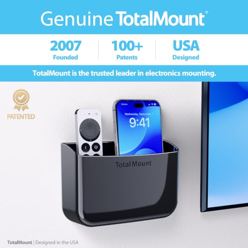 TotalMount Drop-Free Remote Holder Black with Removable Adhesive Strips - Pack of 1