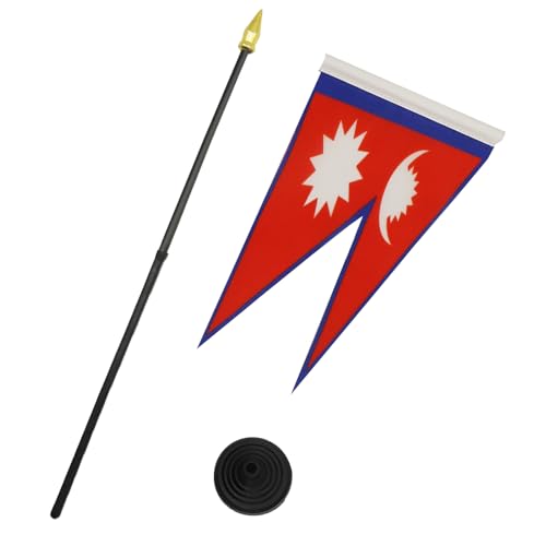 Nepal Table Flag 4x6 Inch Polyester with Plastic Base - AZ FLAG