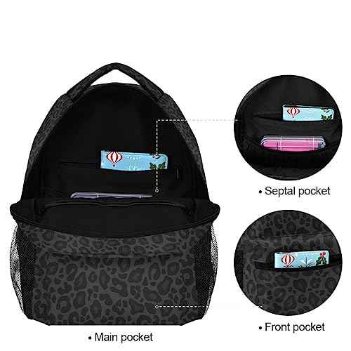Black Leopard Backpack Animal Skin Print Bookbag Daypack Travel Hiking Camping School Laptop Bag