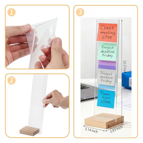 EFINLUKY Transparent 2-Pack Monitor Sticky Note Holder Acrylic Message Boards