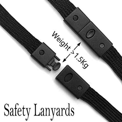Bird Fiy Lanyards Breakaway Bulk Black Lanyards Neck Flat Safety Badge Lanyard Bulldog Clip (Black, 50 PCS)