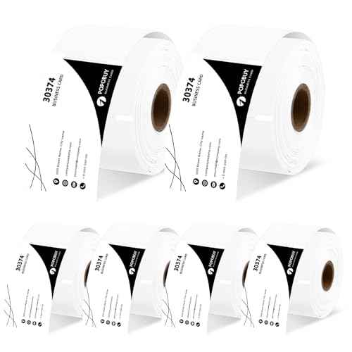 6 Roll (300 Labels/per) Compatible for Dymo 30374 White 2x3-1/2 Business/Appointment Cards Stock Non-Adhesive Label Printer Tape for LabelWriter 450, 450 Turbo, 4XL Printers [NOT FIT 550 & 5XL]