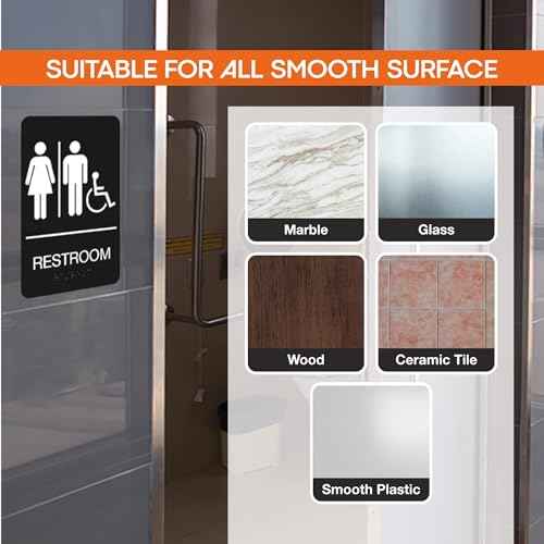 Restroom Sign - ADA Compliant Braille Handicap Restroom Signs for Business with Double Sided 3M Tape - ABS Plastic Unisex Restroom Sign 9¡± x 6¡±- Pack of 10 for Offices and Restaurants