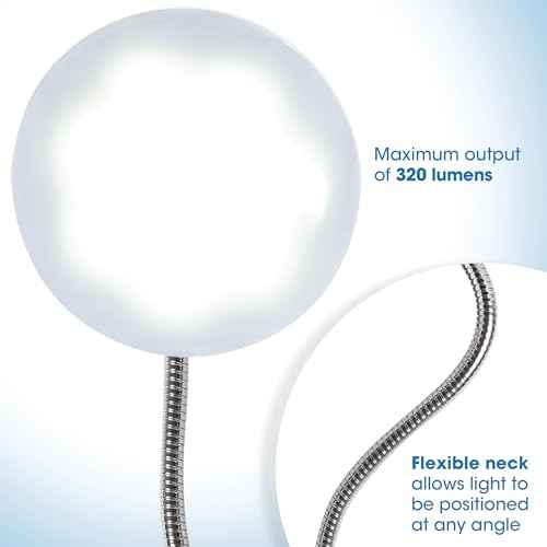 OttLite LED Cone Clip Lamp | Task Lamp, Desk Lamp | Sturdy Clip, Flexible Neck | Great for Home, Office, Work Space, Dorm