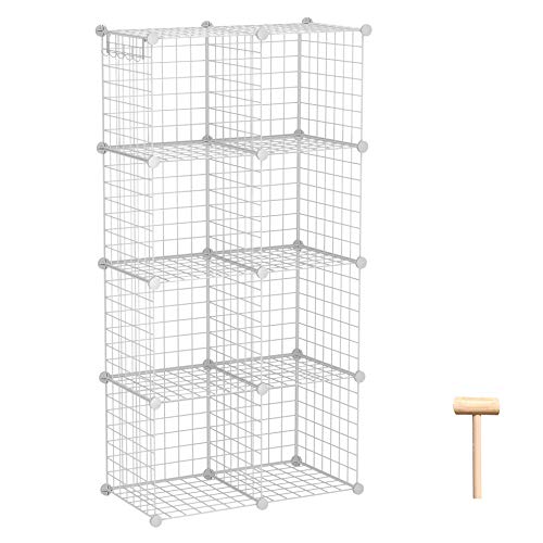 C&AHOME White Wire Cube Storage Organizer - 8-Cube Modular Metal Shelving
