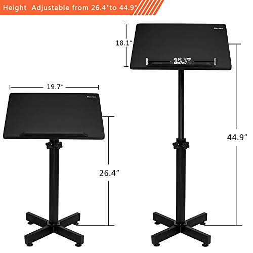 Bonnlo Black Height Adjustable Lectern Podium Stand – Mobile, Multi-Purpose