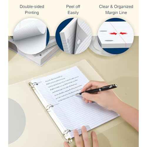 Loose Leaf Paper, Notebook Paper, 8 x 10.5 College Ruled Paper, 3 Hole Punch Binder Paper, Lined Paper for 3 Ring Binders, College Ruled Paper, 100 Sheets/Pack Filler Paper (2 Pack)