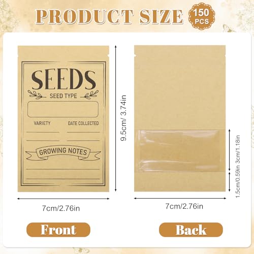 150Pcs Seed Envelopes 2.75 x 3.74 Inches Resealable Storage Packets