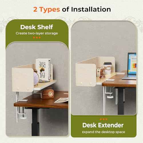 3 in 1 Clamp-on 22"¡¿7.5" Desk Extender, Heavy-Duty Side/Top Desk Organizer Shelf, Adjustable Desktop Storage for Office Accessories, Monitor and Laptop Riser, Baffle Included