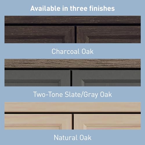 Realspace Koru 60" Hutch for L-Shaped or Straight Desks – Two-Tone Slate/Gray Oak