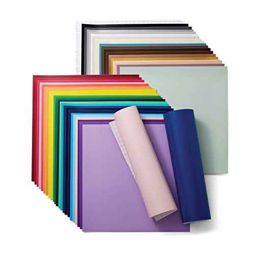 Cricut Removable - Everything Sampler, 12x12 Vinyl Sheets and Transfer Tapes, Create Long-Lasting DIY Projects, Durable for Cricut Machines, (Pack of 45 with 40+ Colors)