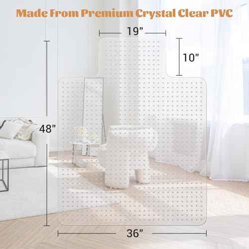 KMAT Office Chair Mat for Carpet, Computer Desk Mat,Clear Desk Chair Mat for Home Office Rolling Chair,Heavy Duty Floor Protector-Easy to Clean,Anti-Slip-36 x48 with Lip