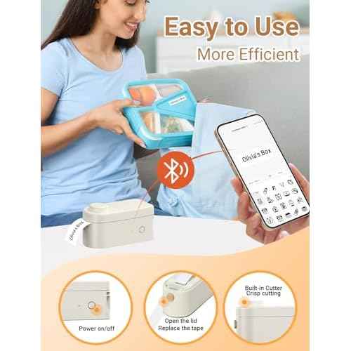 Makeid Label Makers, L1 Label Maker Machine, Portable Wireless Sticker Label Makers for Home, School, Office Use, Rechargeable Thermal Printer with Multiple Fonts, Templates - Beige, 300dpi