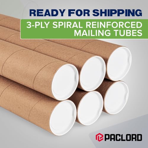 4" x 48" Reinforced Kraft Paper Mailing Tube, Pack of 1 Tube with 2 Caps ? Secure USPS Approved Poster Tube ? Made in USA Cardboard Tube for Shipping and Storing Posters, Prints, Artwork, or Documents