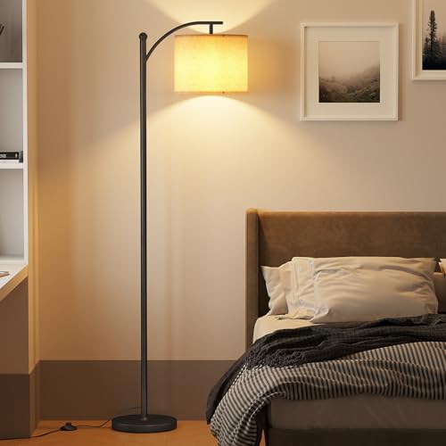 SUNMORY Black Arc Floor Lamp with 3 Color Temperature Bulbs - Modern Reading & Living Room Light