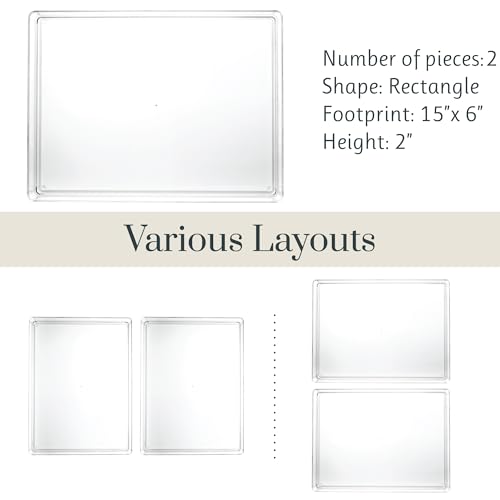 STORi SimpleSort 2-Piece Clear Drawer Organizer Set 12x9x2 Inch for Makeup & Office
