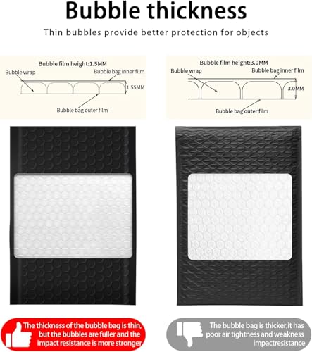 Ctarsthome Black 4x8 Inch Bubble Mailers 52 Pack Self Seal Padded Envelopes