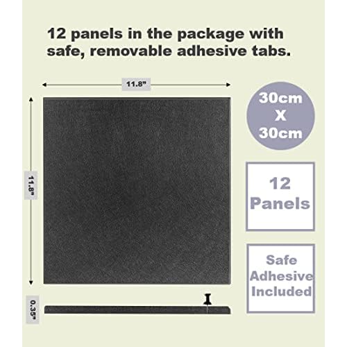 Black Cork Board Alternative 47"x35" | Felt Wall Tiles (12-Pack) | Aesthetic Felt Bulletin Board for Office, Home & Classroom | Large Cork Boards for Walls Pinboard Dartboard Wall Protector