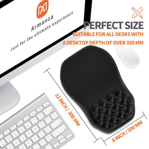 Ergonomic Slope Mouse Pad Wrist Support, Wrist Rest Mousepad for Carpal Tunnel Pain Relief with Massage Bulge and Slow Rebound Memory Foam (12x8 inch, Black)