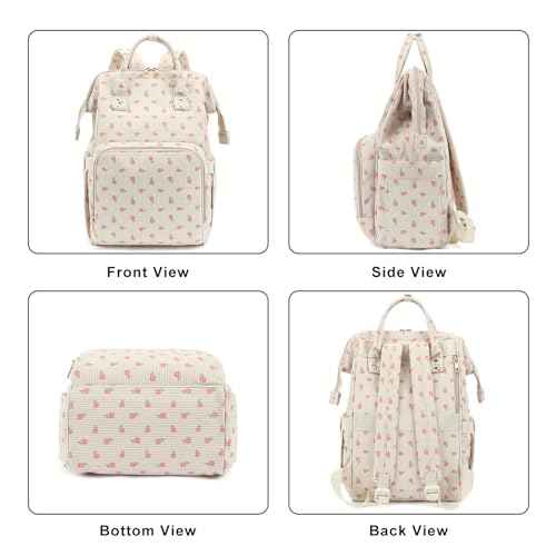 Women Corduroy College School Backpack Bookbag, 15.6 Inch Travel Laptop Backpack Casual Daypack (Flowers Pink)