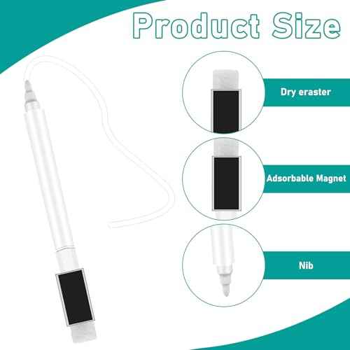Mozeat Lens 12 Pcs Dry Erase Marker Magnetic White Fine Tip Magnetic Markers Whiteboard Markers with Eraser Marker for White Board Mini Dry erase Markers Dry Erase Pens for Office Home Black