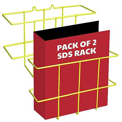 Performore 2 Pack Binder Display Rack, SDS/MSDS Wire Wall Mount Rack with Mounting Hardware, Bright Yellow Wire-Coated