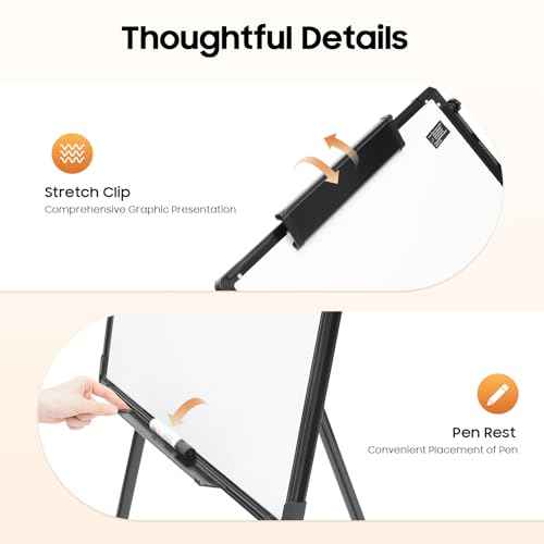 Bacocoo Tripod Magnetic Whiteboard Easel Stand, 36x24 Inches Portable Dry Erase Board with Adjustable Height, Folding Design, Includes Magnets, Pen & Eraser for Office, Classroom, Home, Kids.