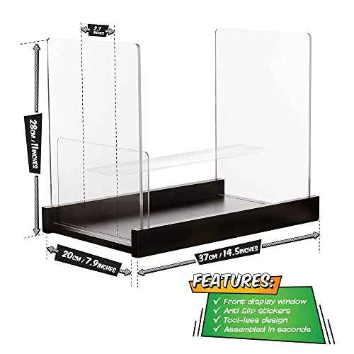 Patented Comic Book Storage Holder ? Wooden & Acrylic Display Box/Case for Collectors ? Organizer for Comics, Magazines & Books ? Holds 150 Issues, 14.5x8 in (Black)