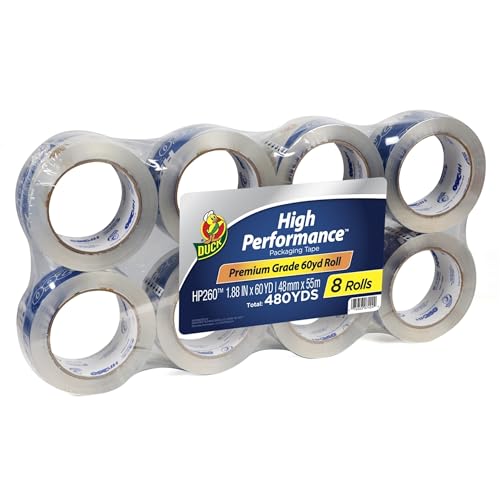 Duck High Performance Packaging Tape Refill - 8 Rolls, 2" Wide, Clear, Heavy Duty Adhesive