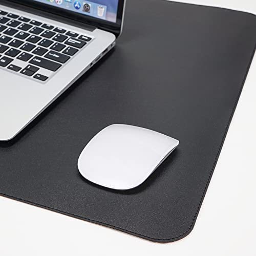 AFIING Large Desk Mat 47x17 Inches Black Leather Desk Pad Protector