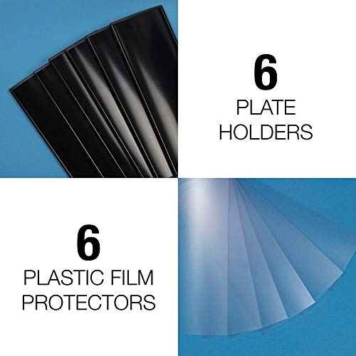 Set of 6 ?Sturdy & Elegant Black Aluminum Wall Mount Name Plate Holder, Office Business Door Curved Sign Holder with Adhesive Tape, 8¡± X 3¡± - Plastic Film Included, Paper Inserts NOT Included