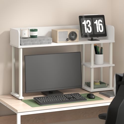Furinno Classic 3-Tier Desk Hutch, White – 9.3D x 37W x 25.6H, 20 lb total capacity