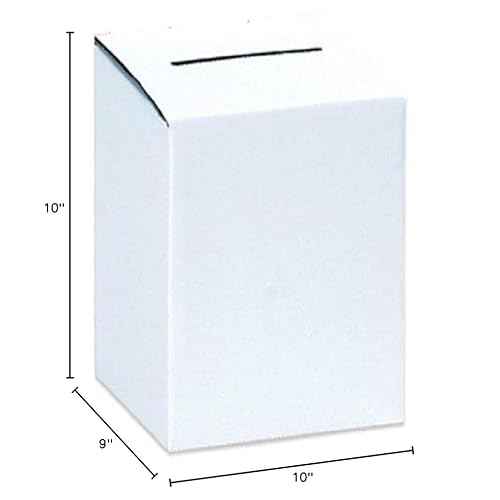 Aviditi Corrugated Cardboard Ballot/Suggestion Box, 10" Length x 10" Width x 9-10" Height, White, Pack Of 10, For Suggestions, Raffles, Tickets, and Donations
