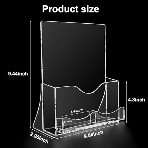 zavekia 2 Pack Acrylic Brochure Holder With business card holder, 8.5 x 11 inches Clear Acrylic Literature Holder Plastic Flyer Display Stand
