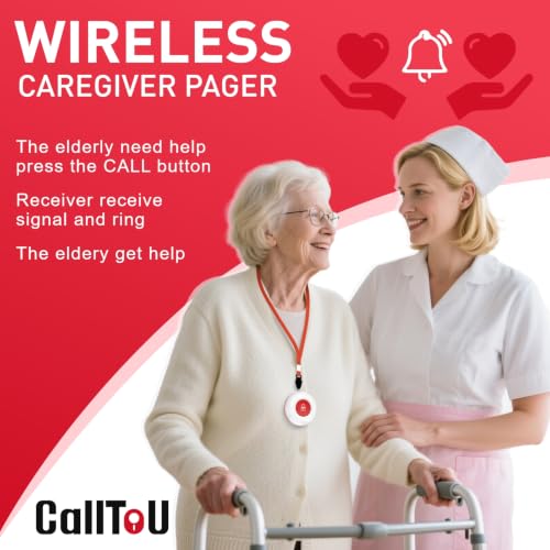 CallToU Caregiver Pager System with 1 Receiver & Call Button Wireless Nurse Alert