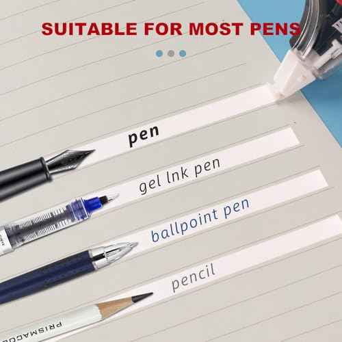 15PCS White Correction Tape with Dispenser, 39.37ft Each, Fast, Clean, Opaque and Easy to Use Tear-Resistant Correction Tape Bulk Office or School Supplies, Blue, Red, Gray