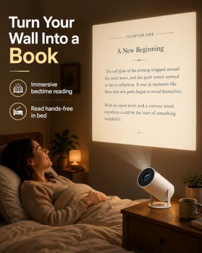 720P Portable Book Projector with 180° Rotation for Wall & Ceiling Viewing