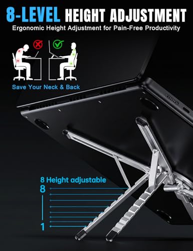 Werfami Silver Portable Laptop & Tablet Stand with Folding Design