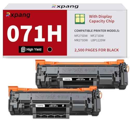 071H 071 Black Toner Cartridge with Chip Replacement for Canon 071 071H Toner Cartridge Compatible with ImageCLASS LBP122dw LBP122 LBP120 MF270 MF273dw MF275dw Printers (Black, 2 Pack)