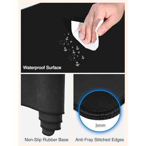 2-in-1 Mouse Pad with Magnetic Wireless Charging, Gaming Mouse Pad, 31.5"*15.8" Large Desk Mat for Laptop/Keyboard, Waterproof Smooth Surface, Non-Slip Base, Black