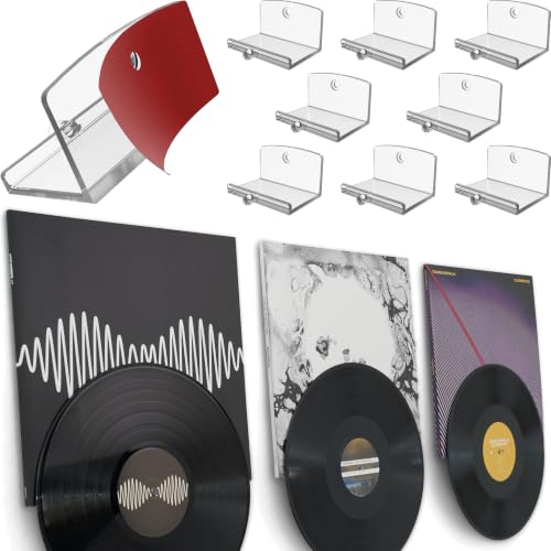 Modern JP Clear Vinyl Wall Mount 8-Pack for Albums & Records - Easy Install