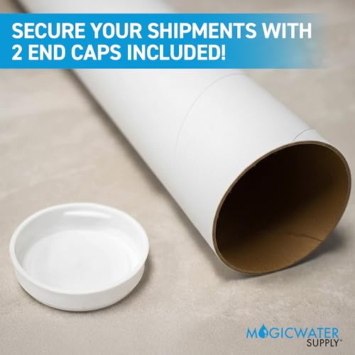 MagicWater Supply 10 Pack Mailing Tubes 3in x 24in White with End Caps
